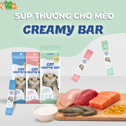 Súp thưởng Creamy FAENBEI dành cho mèo từ 3 tháng tuổi - Gói 60G (4 Que x15G)