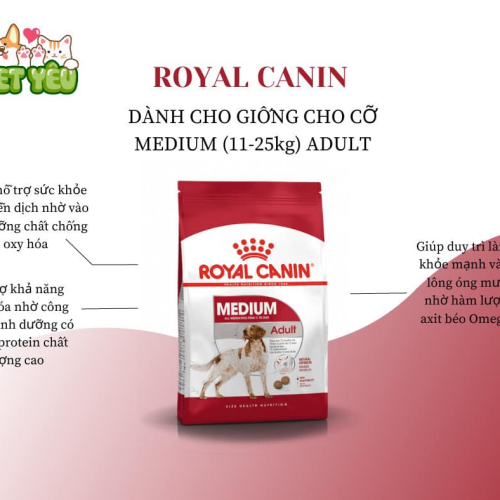 THỨC ĂN CHO CHÓ TRỌNG LƯỢNG TRUNG BÌNH ROYAL CANIN MEDIUM