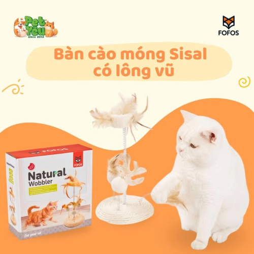 Bàn cào móng Sisal kết hợp lông vũ Fofos dành cho mèo