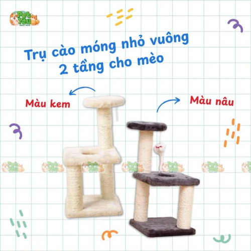 Trụ Cào Móng Nhỏ Vuông 2 Tầng Cho Mèo