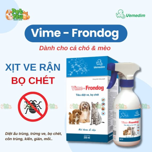 Thuốc xịt ve, rận, bọ chét Vime - Frondog cho chó & mèo