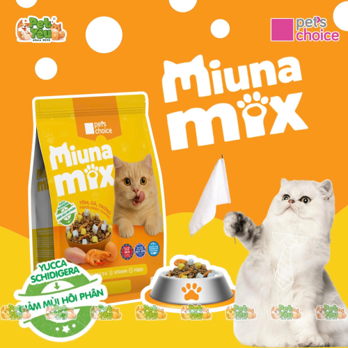 Hạt cho mèo Miuna Mix Topping Tôm, gà, trứng