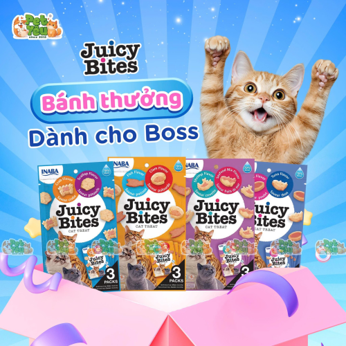 Bánh thưởng mềm INABA JUICY BITES gói 33,9g (3 gói x 11.3g)