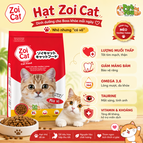 Thức ăn hạt ZOICAT dành cho mèo trưởng thành-Túi 1Kg