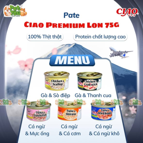 Pate Ciao Premium cho mèo - Lon 75G