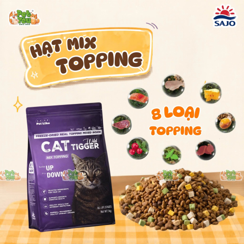Thức ăn hạt cho mèo Cat Tigger Mix Topping - Túi 1Kg