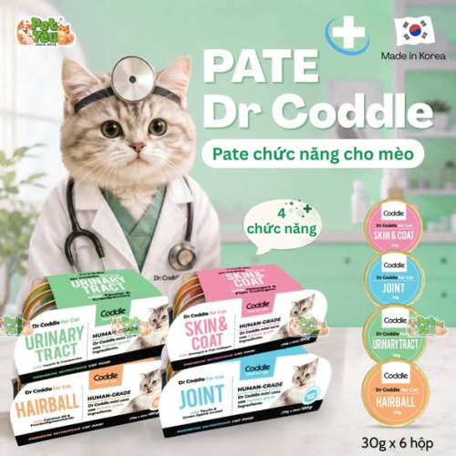 Pate chức năng Dr Coddle dành cho mèo trên 3 tháng tuổi - Lốc 6 hộp / Hộp 30 g