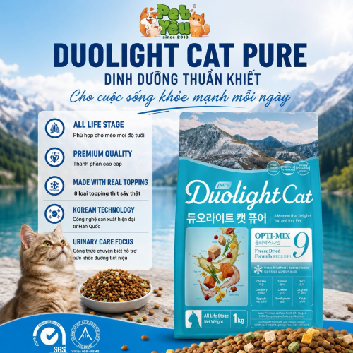 HẠT DUOLIGHT CAT PURE OPTI-MIX 9 FREEZE-DRIED FORMULA DÀNH CHO MÈO MỌI LỨA TUỔI