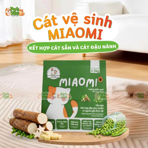Cát vệ sinh mèo Miaomi Mix Cát đậu nành & cát sắn - Túi 2,5Kg