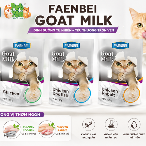 Pate sữa dê cho mèo từ 3 tháng tuổi FAENBEI - Túi 85G