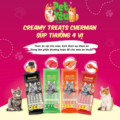 Súp Thưởng Cherman Creamy Treats Cho Mèo Túi 60g (12gx 5 gói)