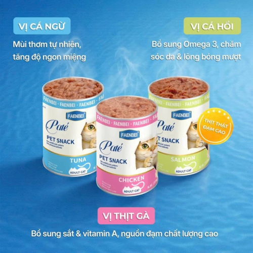 Pate cho mèo từ 3 tháng tuổi FAENBEI- Lon 375G