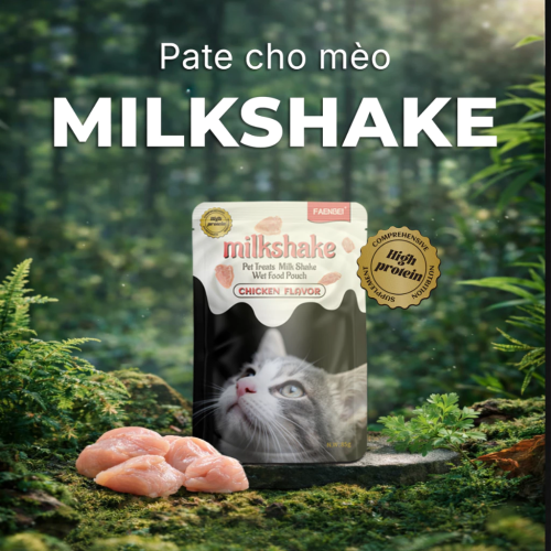 Pate sữa lắc FAENBEI vị thịt gà dành cho mèo từ 3 tháng tuổi - Túi 85G