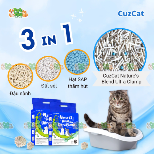 Cát đậu nành Cuzcat Nature's Blend Ultra Clump 3in1 - 6L