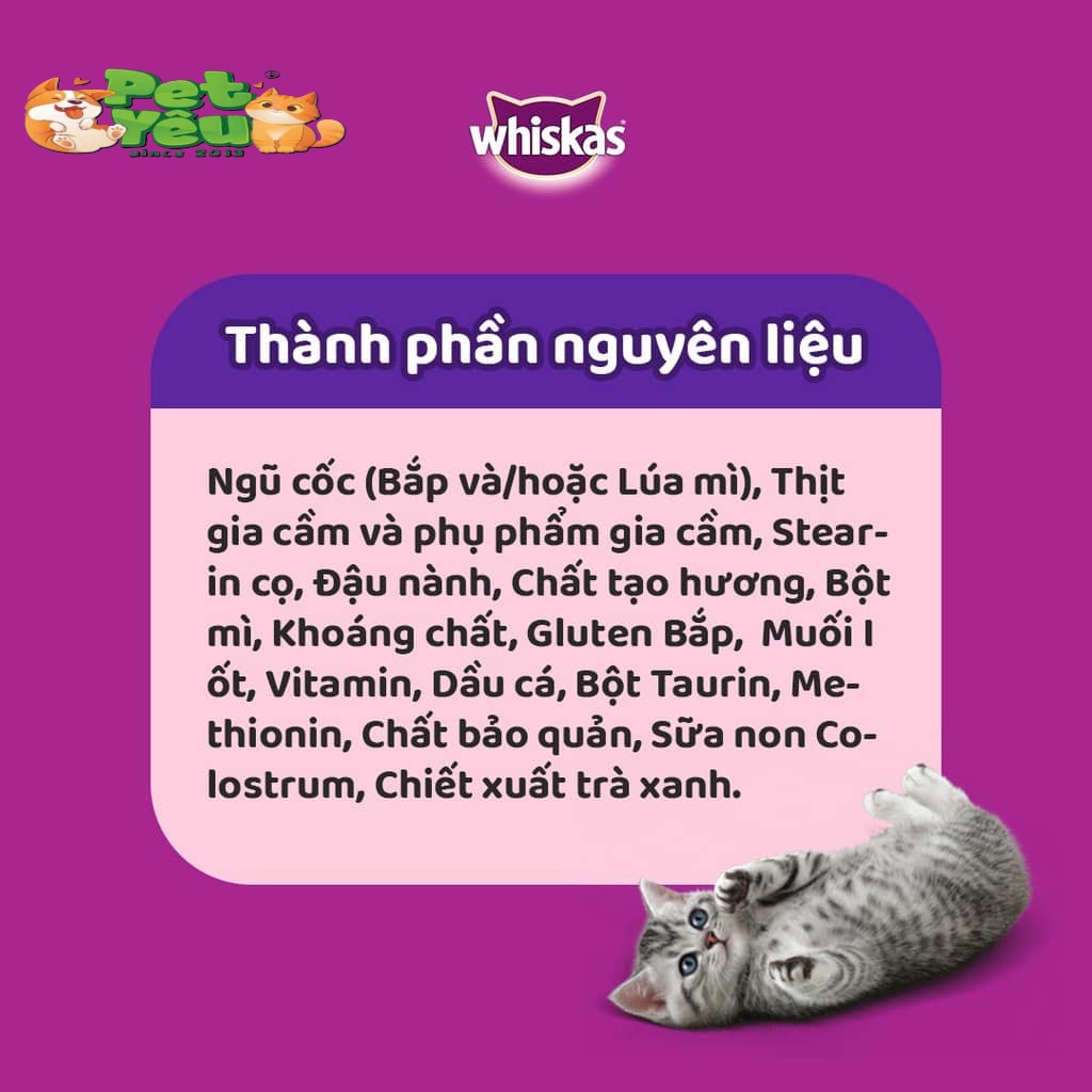 THỨC ĂN HẠT WHISKAS CHO MÈO CON (2-12 THÁNG) - TÚI 1,1KG & 2,7KG