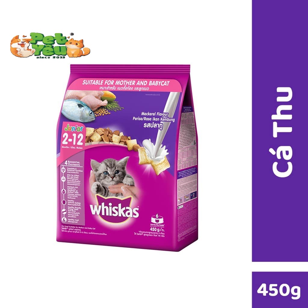 THỨC ĂN HẠT WHISKAS CHO MÈO CON (2-12 THÁNG) - TÚI 1,1KG & 2,7KG