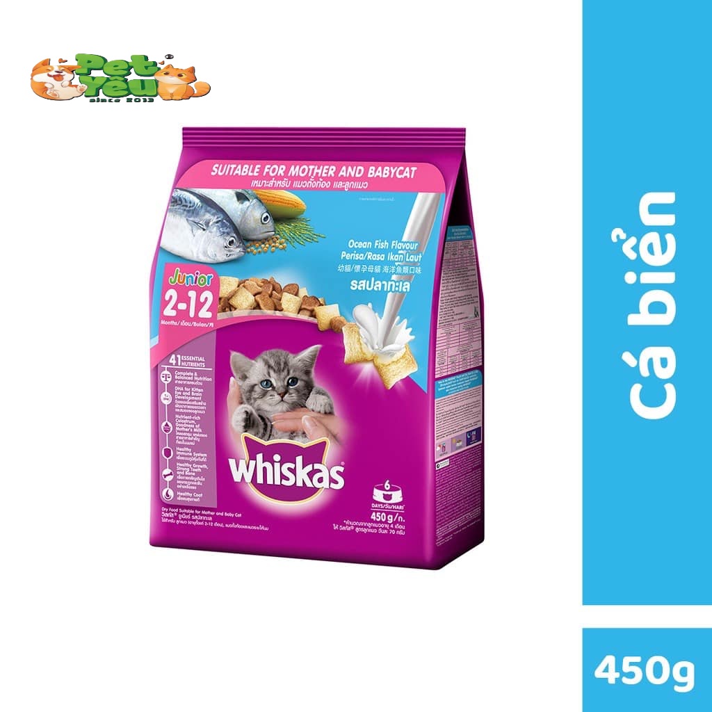 THỨC ĂN HẠT WHISKAS CHO MÈO CON (2-12 THÁNG) - TÚI 1,1KG & 2,7KG