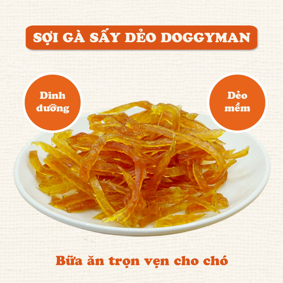 Snack Thịt Gà Sấy Dẻo Doggy Man cho cún cưng- Túi 80G