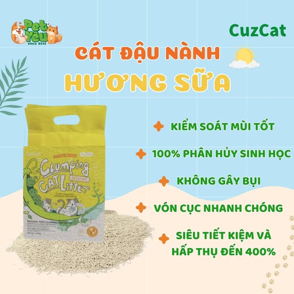 Cát đậu nành dành cho mèo Cuzcat Clumping Cat Litter- 6L