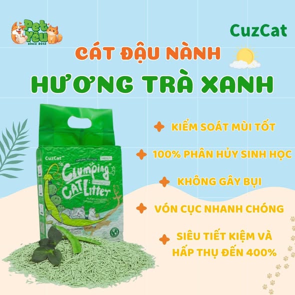 Cát đậu nành dành cho mèo Cuzcat Clumping Cat Litter- 6L