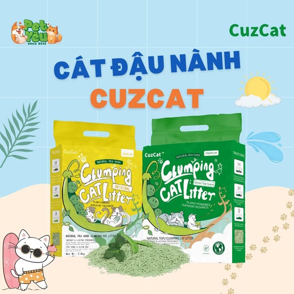 Cát đậu nành dành cho mèo Cuzcat Clumping Cat Litter- 6L