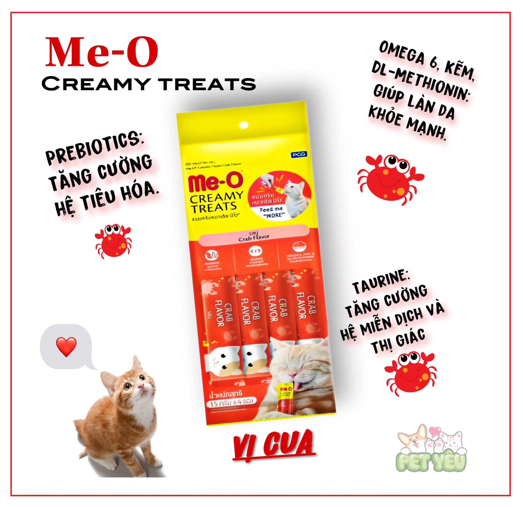 Súp thưởng dạng kem cho mèo ME-O Creamy Treats- Gói 60G (4 Que x15G)