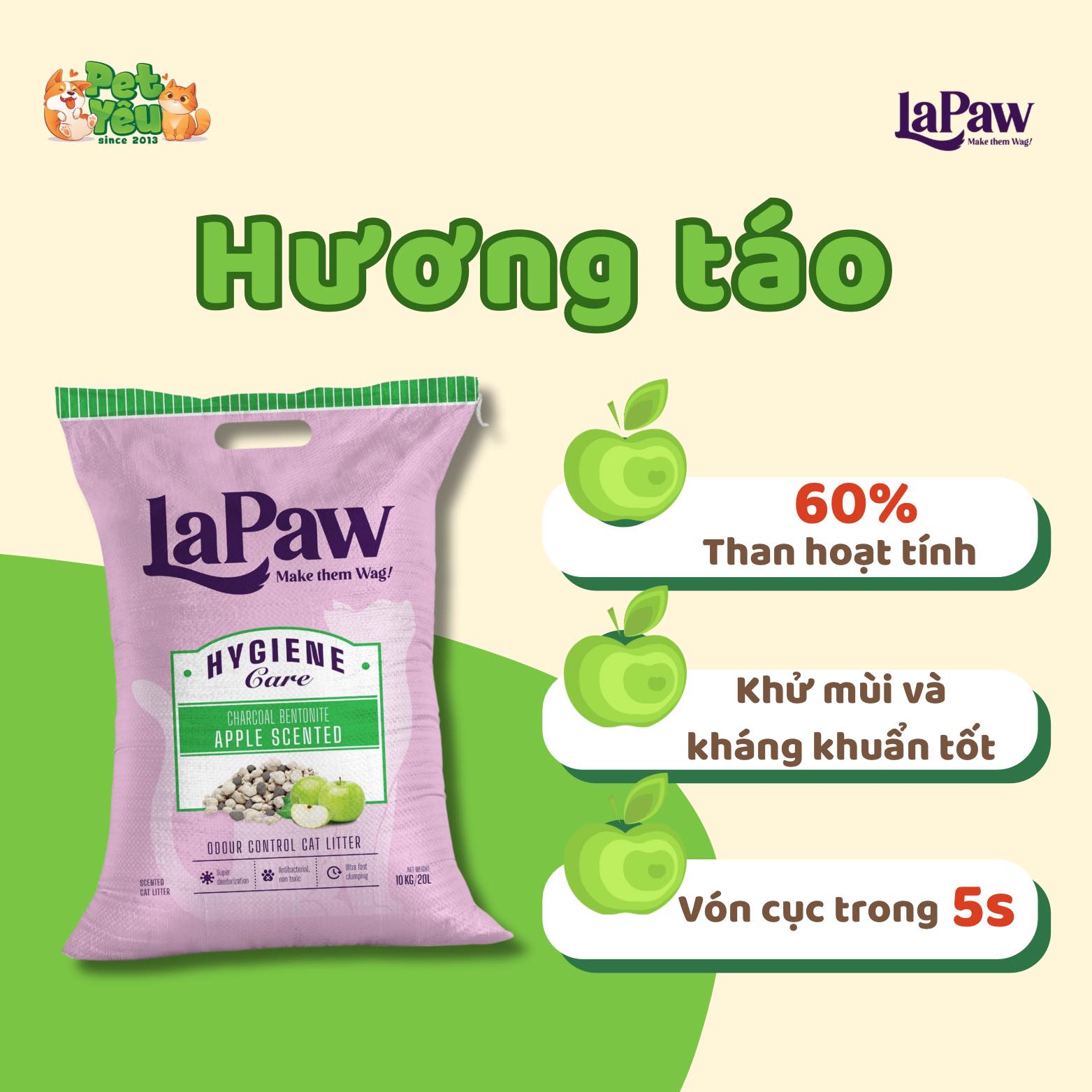 Cát Than hoạt tính mix đất sét LaPaw dành cho mèo- 20L