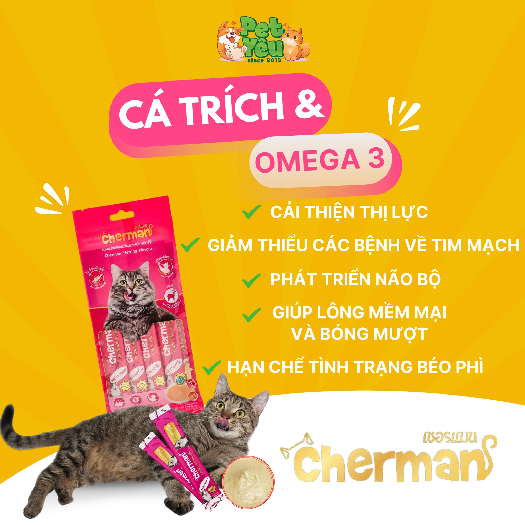Súp Thưởng Cherman Creamy Treats Cho Mèo Túi 60g (12gx 5 gói)