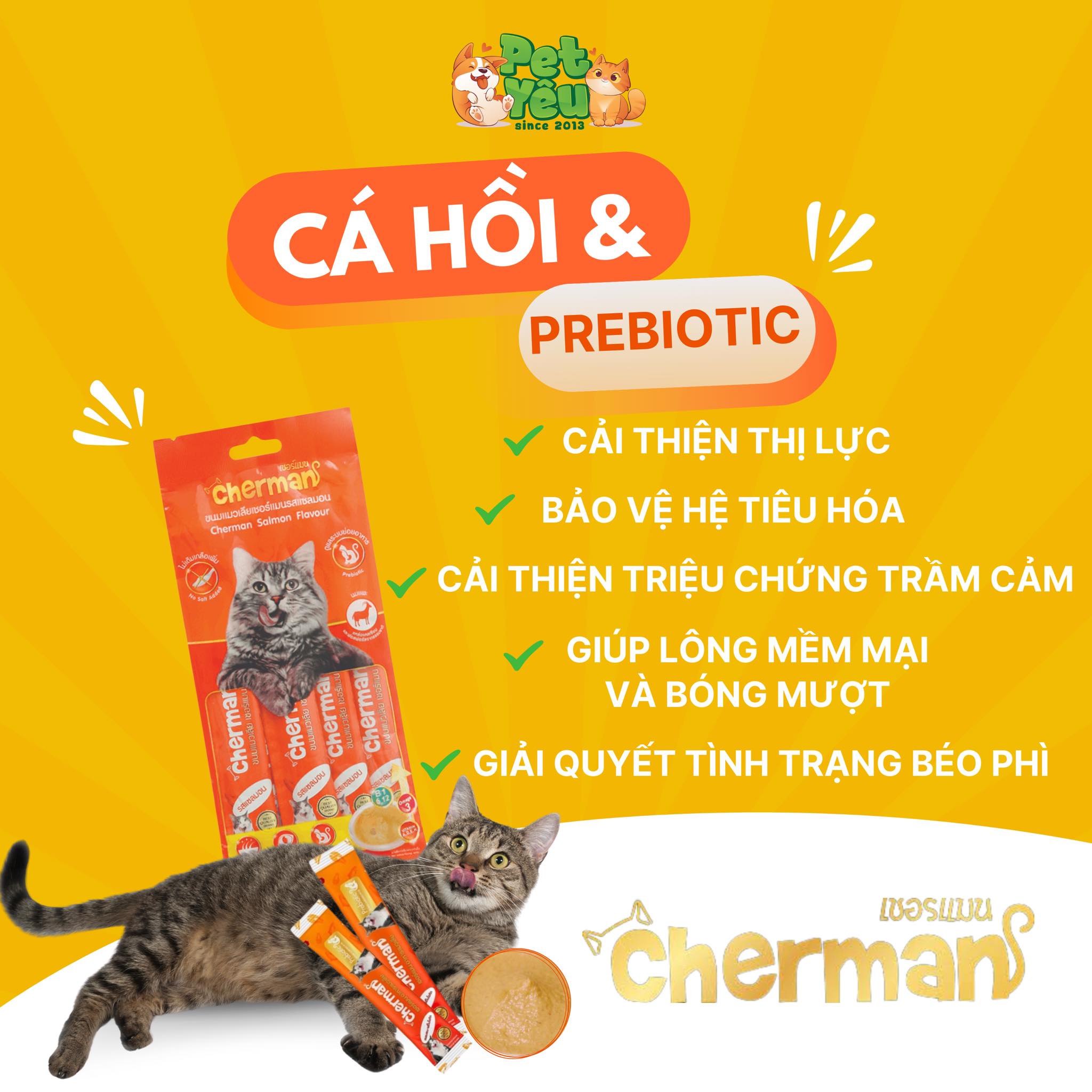Súp Thưởng Cherman Creamy Treats Cho Mèo Túi 60g (12gx 5 gói)