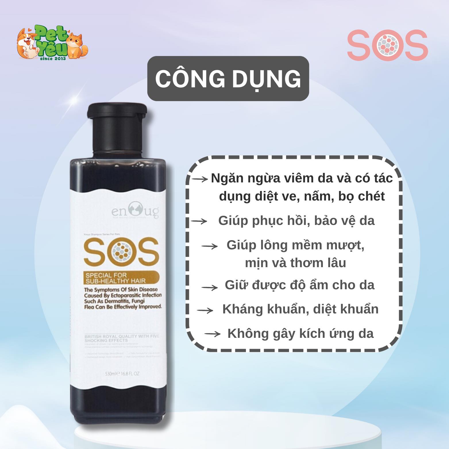 Sữa tắm SOS dành cho chó & mèo - Chai 530ML