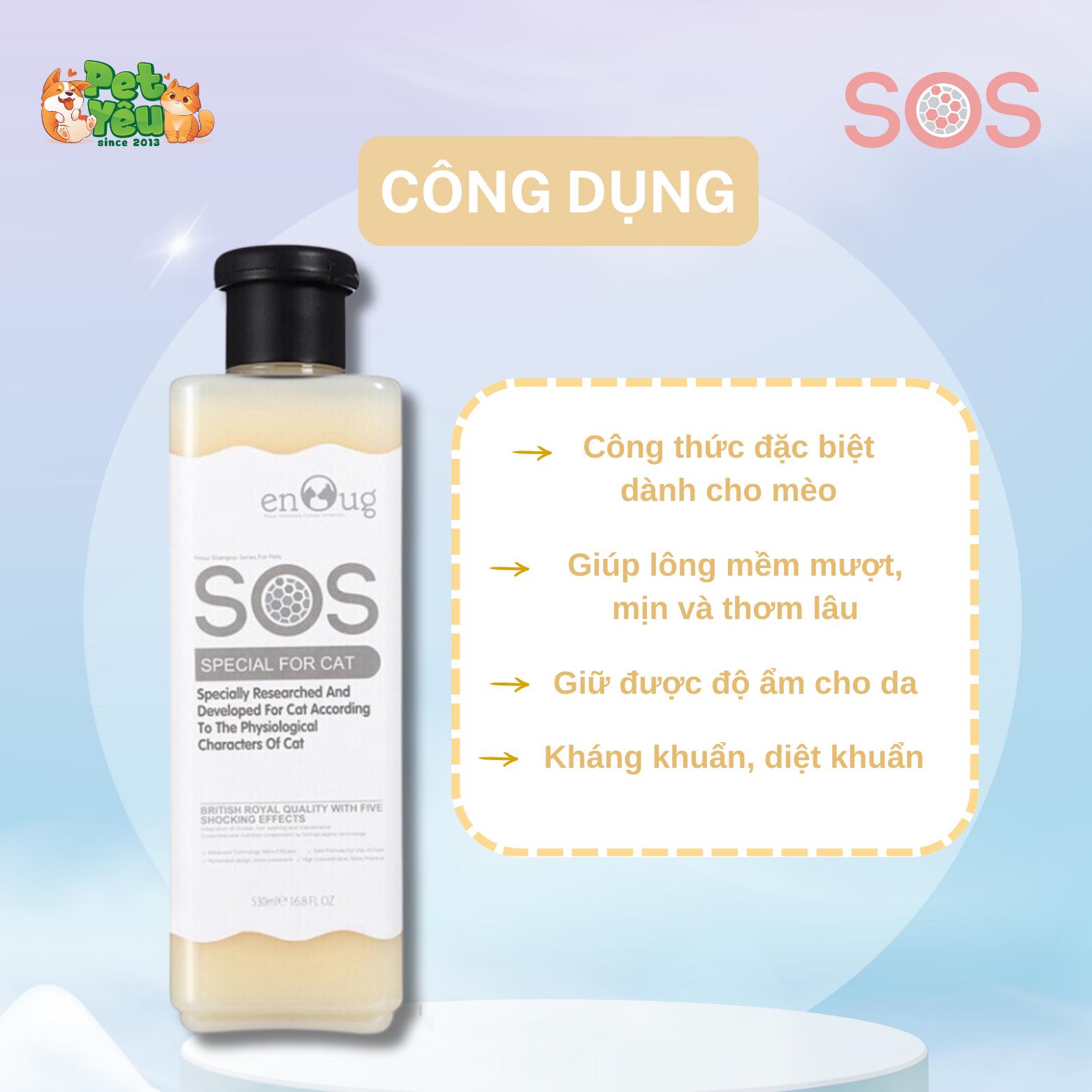 Sữa tắm SOS dành cho chó & mèo - Chai 530ML
