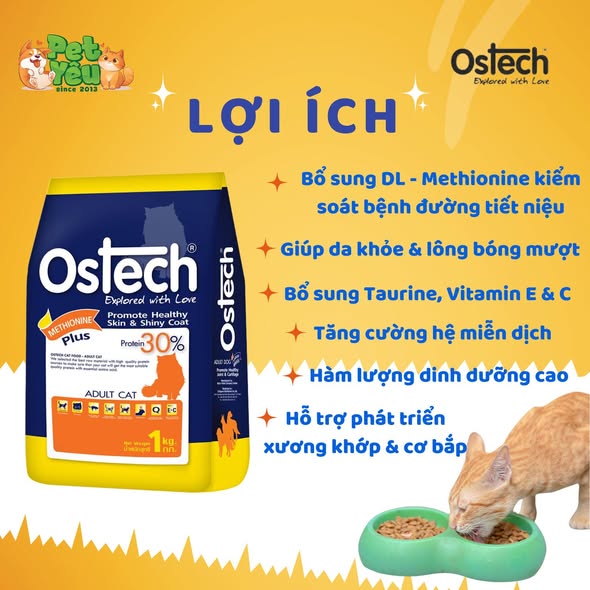 Thức ăn hạt Ostech dành cho mèo trưởng thành