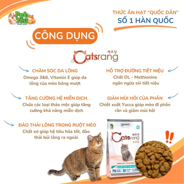 Thức ăn hạt Catsrang All Life Stages dành cho mèo- Bao 5Kg