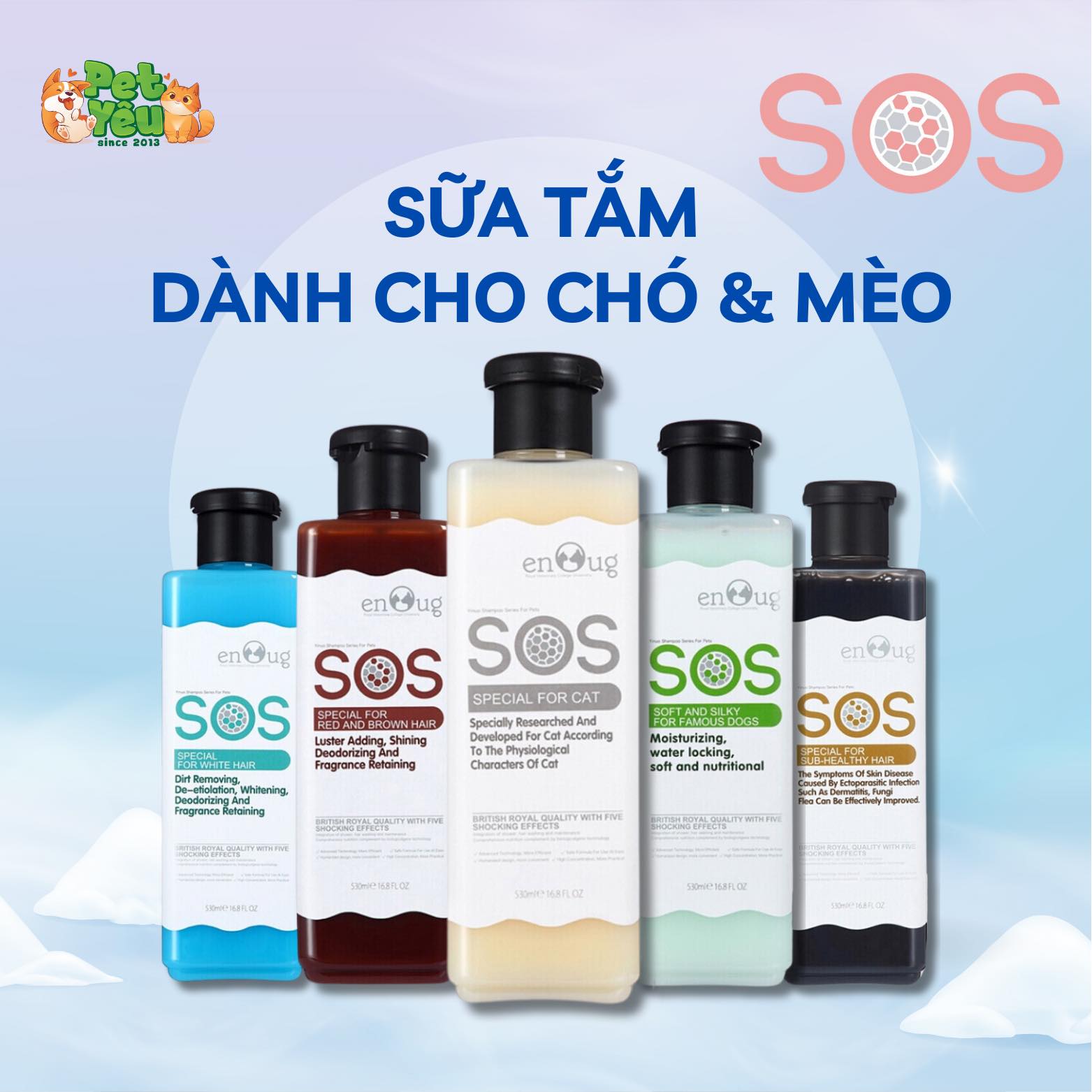 Sữa tắm SOS dành cho chó & mèo - Chai 530ML