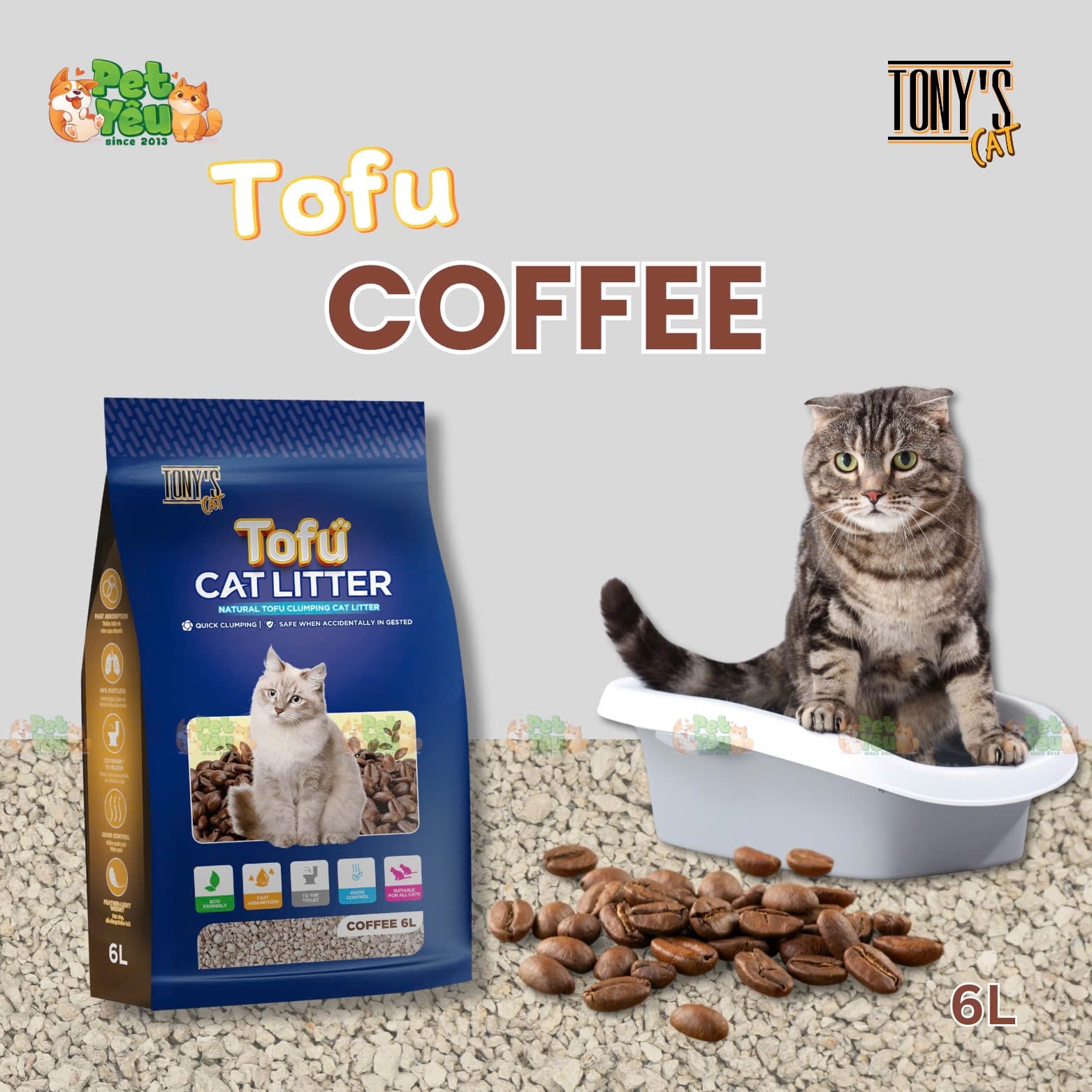 Cát đậu nành TONY'S TOFU Túi 6L