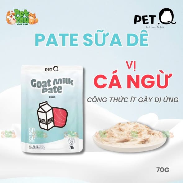 Pate sữa Dê PETQ dành cho mèo- Túi 70G