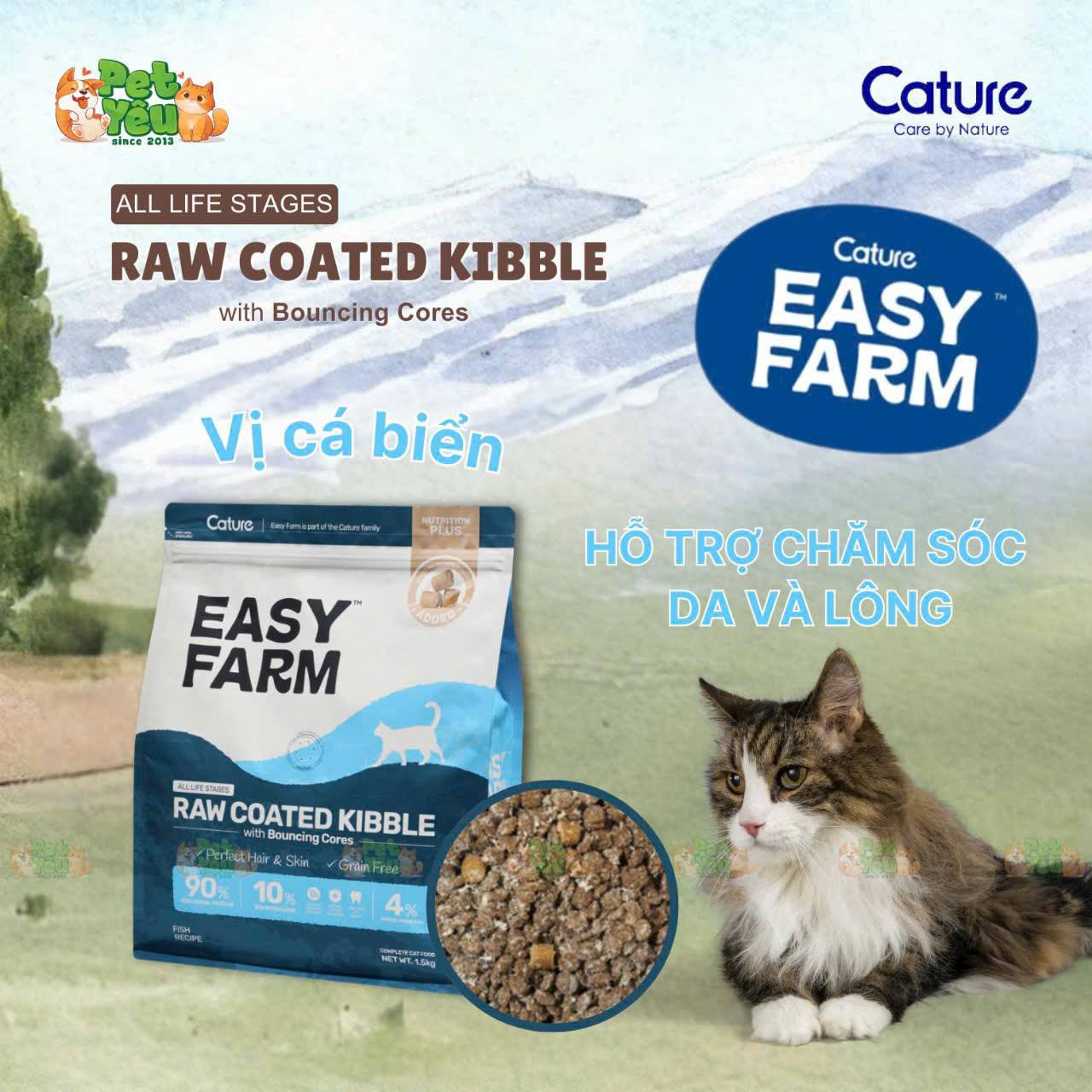 Hạt Cho Mèo Easy Farm-Raw Coated mix Topping