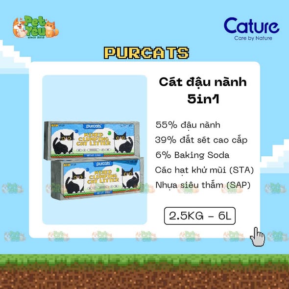 Cát đậu nành Purcats Mix Clumping 5in1 6L
