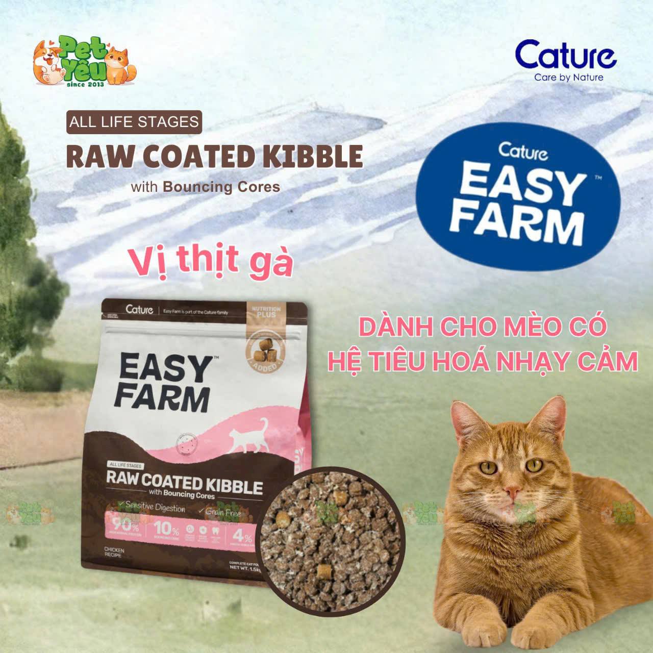 Hạt Cho Mèo Easy Farm-Raw Coated mix Topping