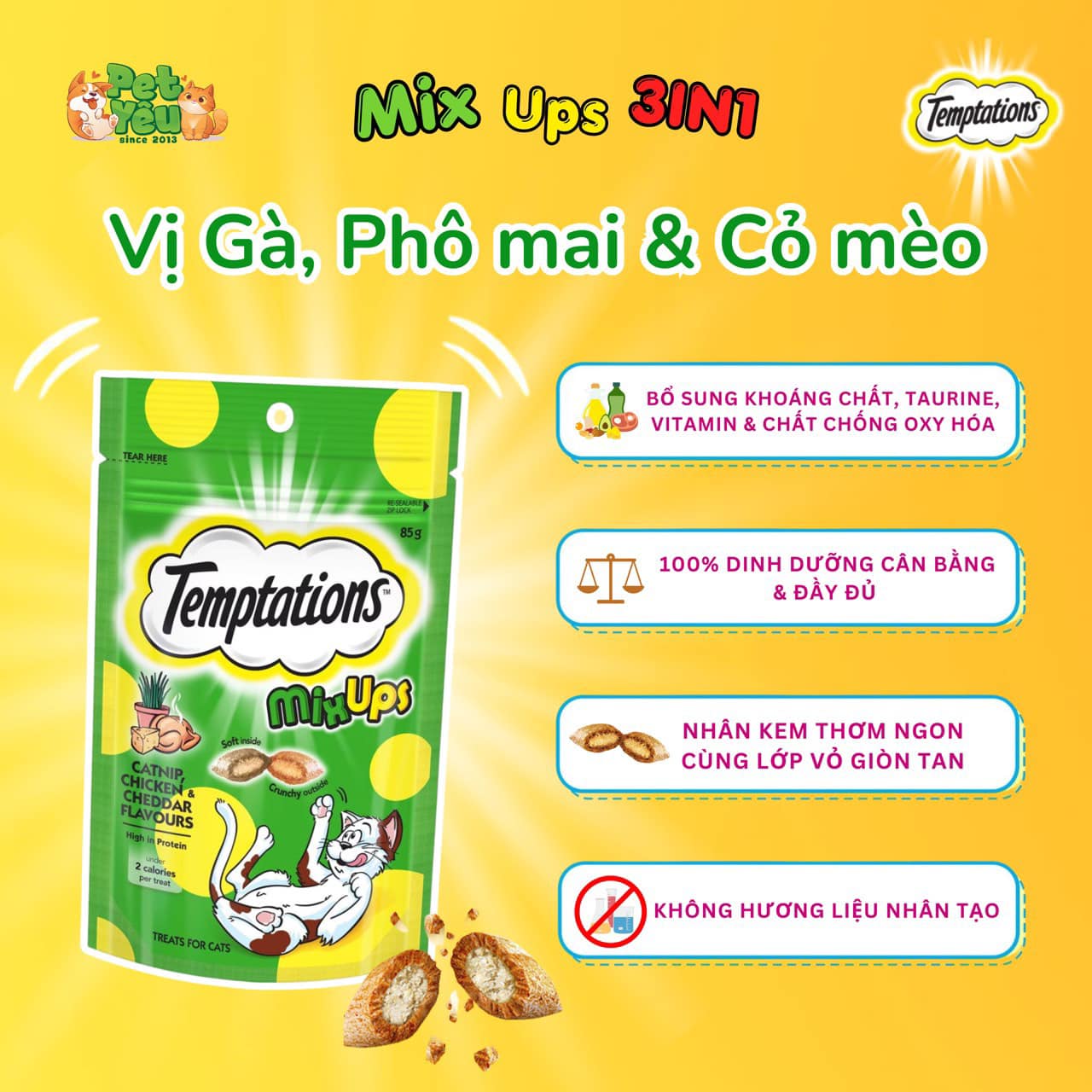 Bánh thưởng TEMPTATIONS dành cho mèo (Gói 75G)
