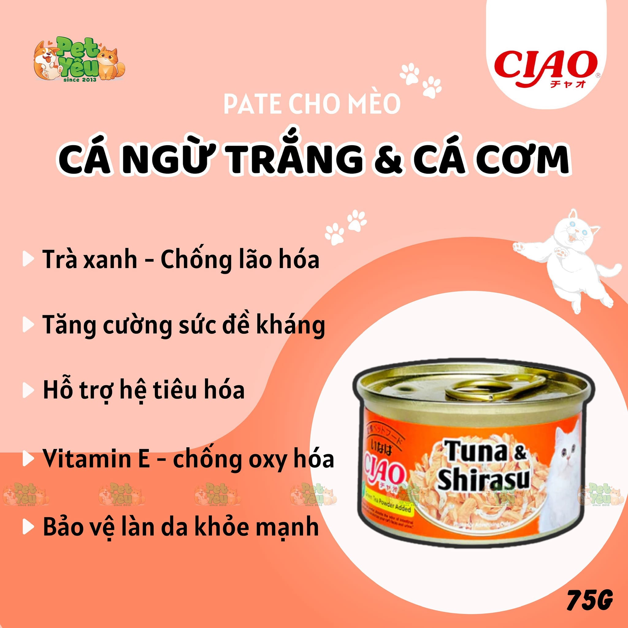 Pate Ciao Premium cho mèo - Lon 75G