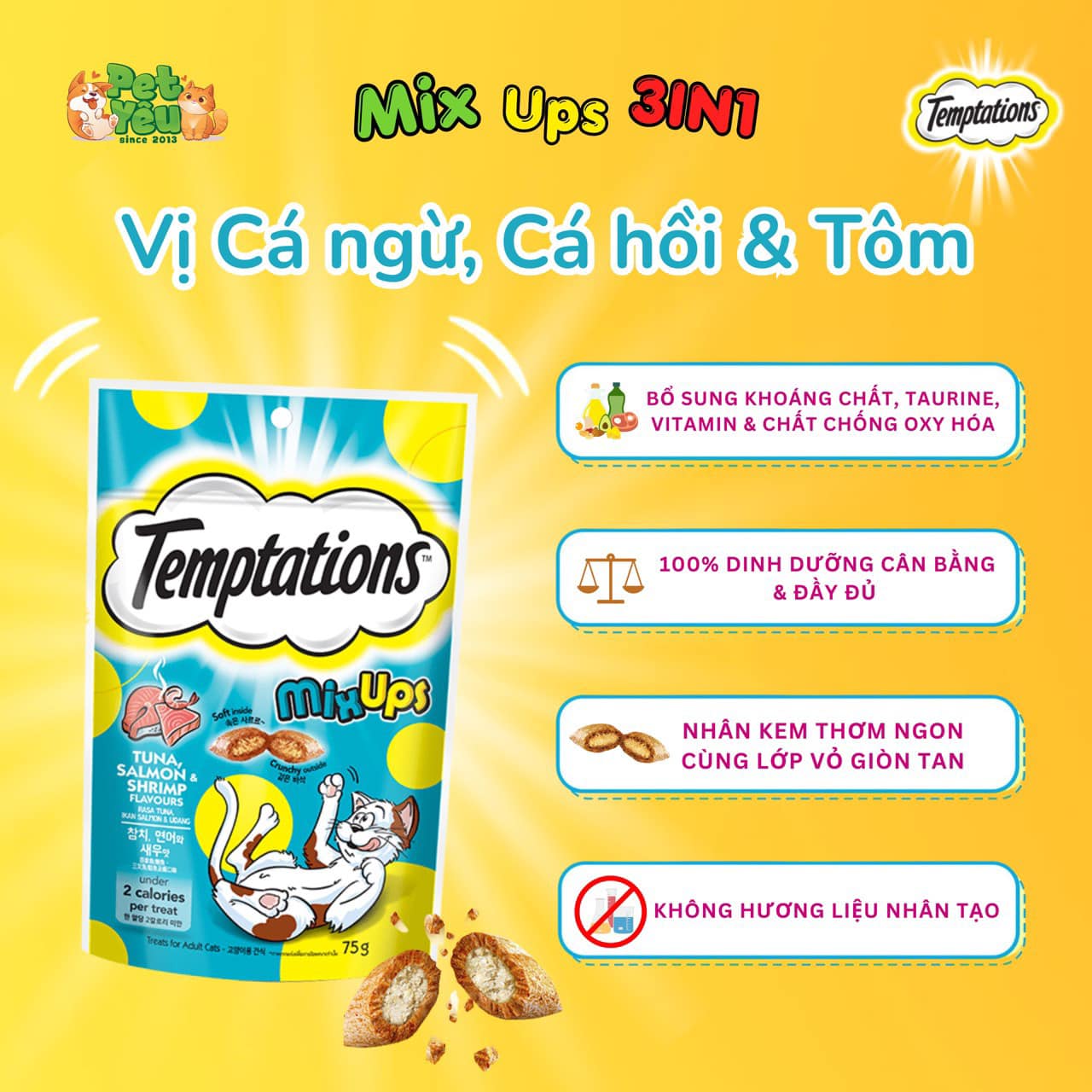 Bánh thưởng TEMPTATIONS dành cho mèo (Gói 75G)