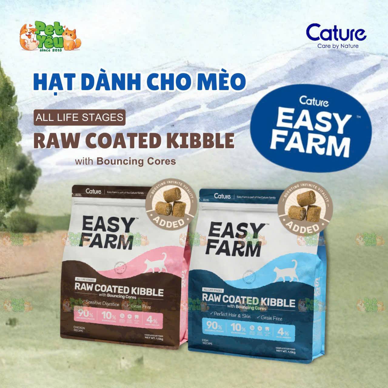Hạt Cho Mèo Easy Farm-Raw Coated mix Topping