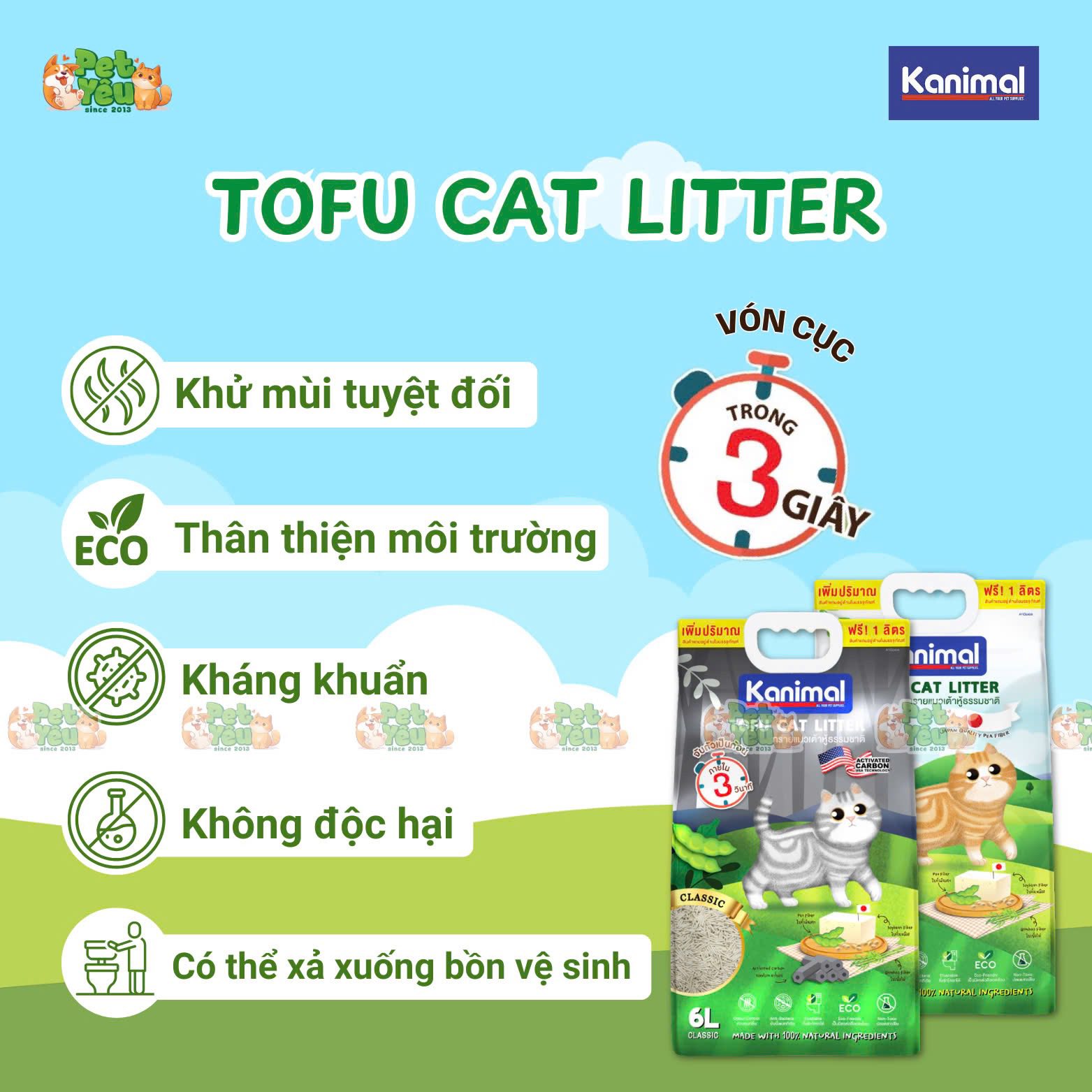 Cát đậu nành Kanimal dành cho mèo - 7L
