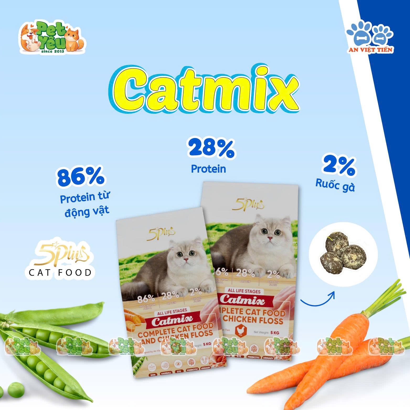 Thức ăn hạt dành cho mèo 5Plus CatMix- Bao 5Kg