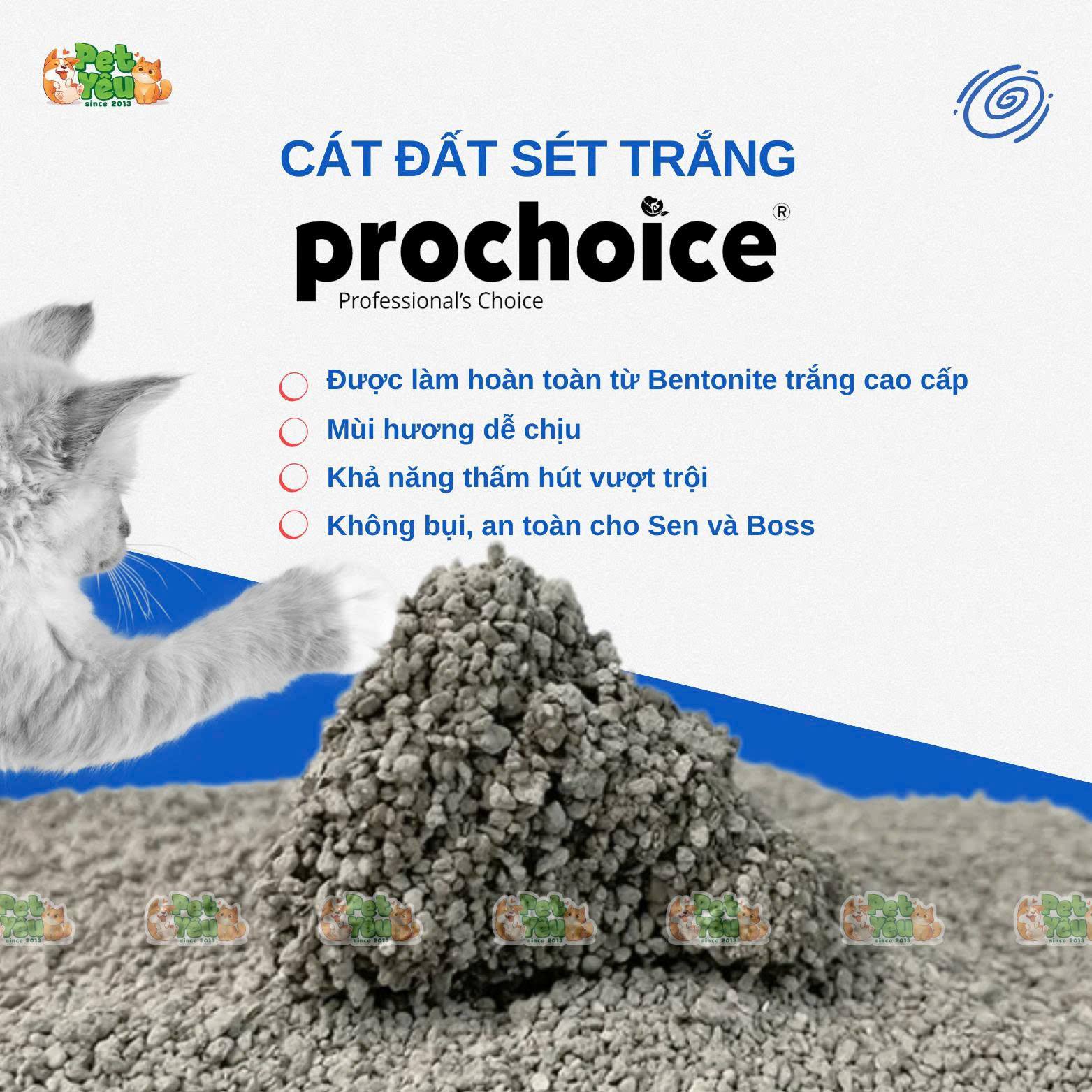 Cát đất sét trắng Prochoice dành cho mèo - Túi 10L