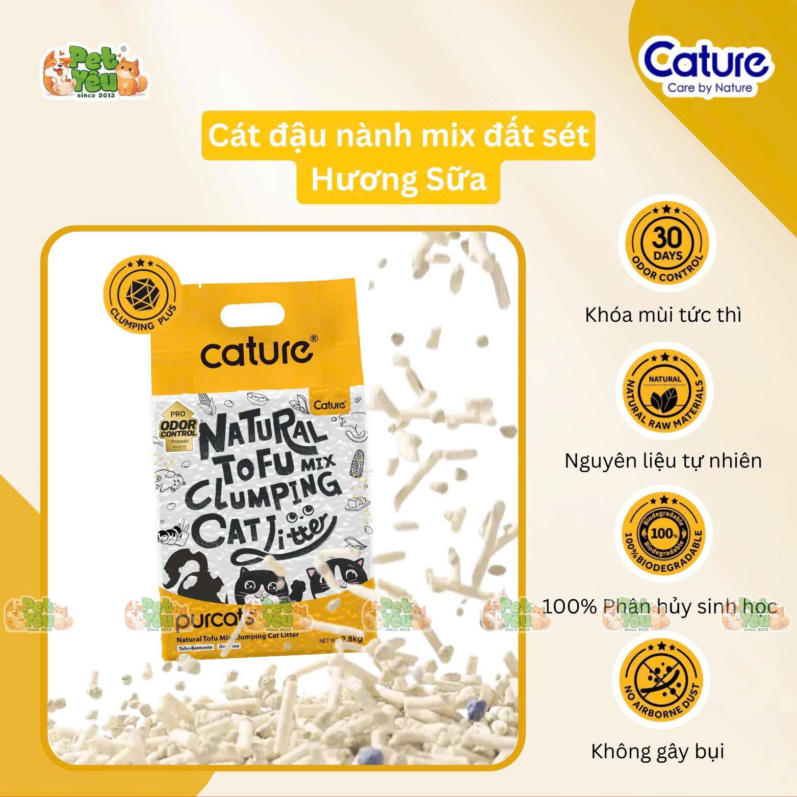 Cát đậu nành Cature Natural Tofu Clumping Cat Litter - Hương Sữa
