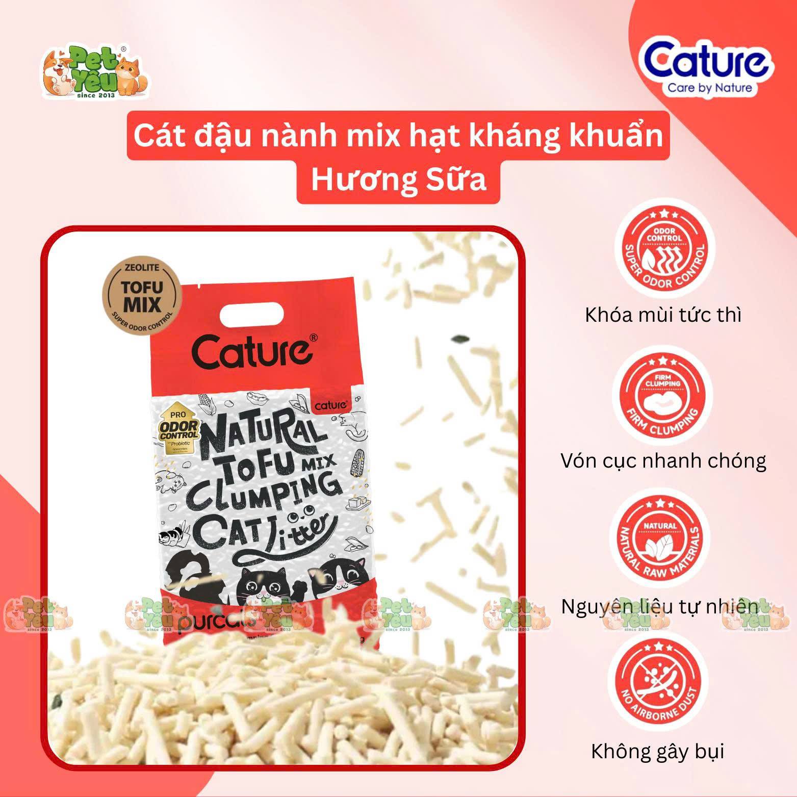 Cát đậu nành Cature Natural Tofu Clumping Cat Litter - Hương Sữa