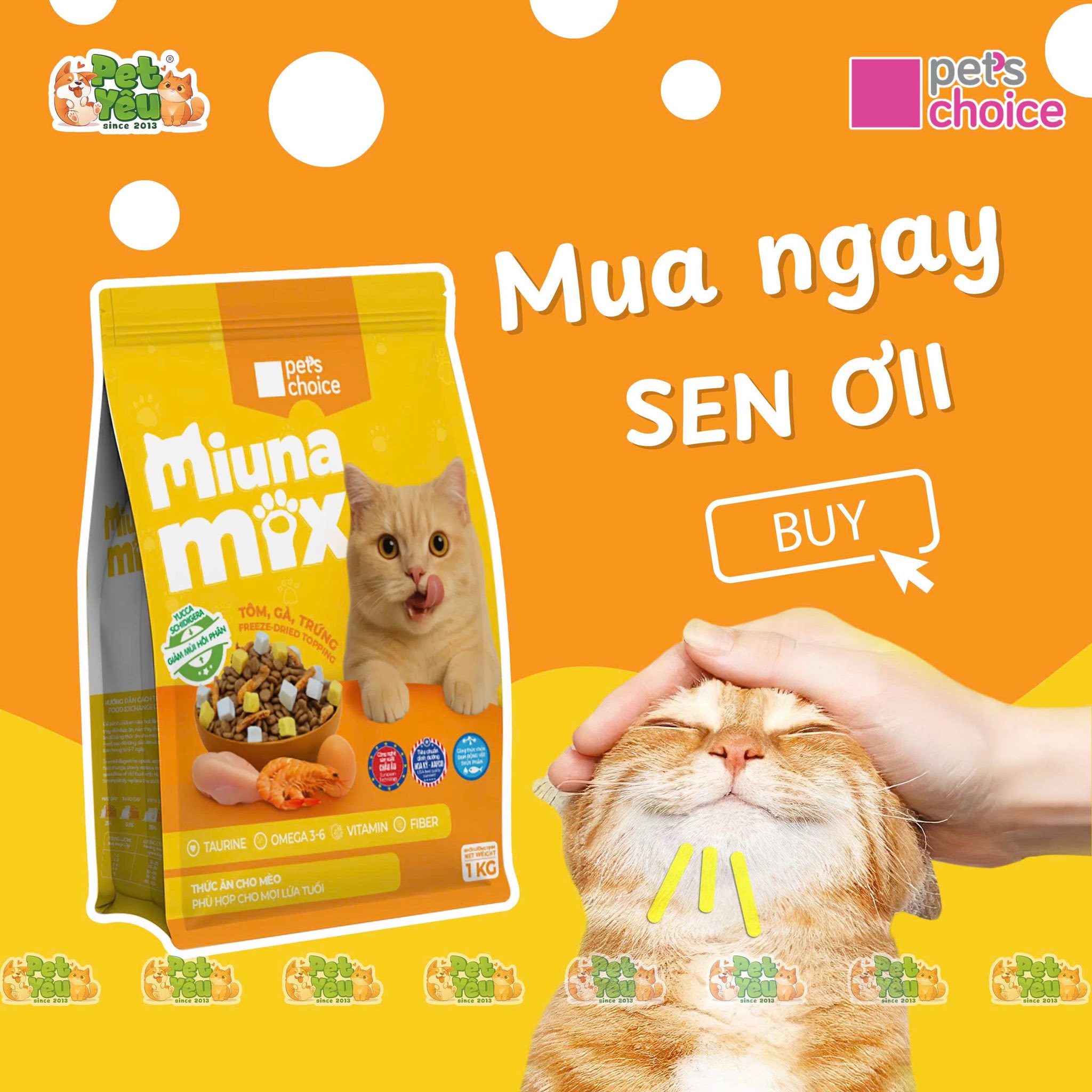 Hạt cho mèo Miuna Mix Topping Tôm, gà, trứng
