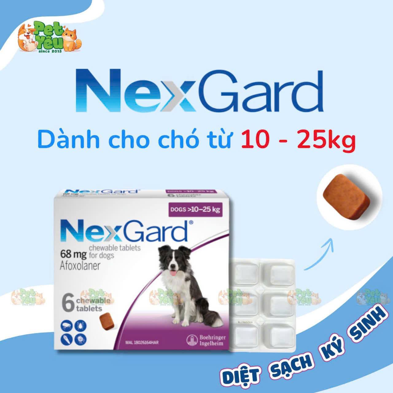 Viên nhai Nexgard phòng và trị ve, bọ chét cho chó